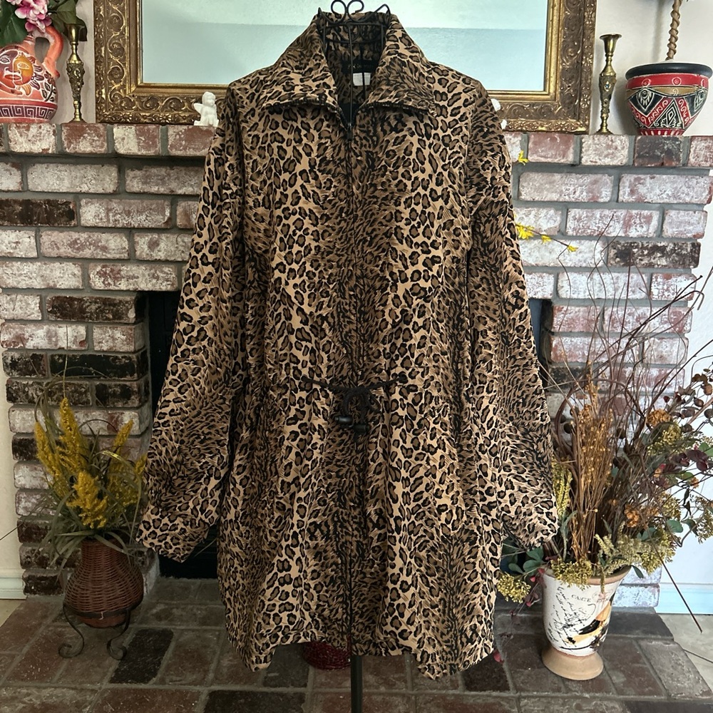 Vintage YR imports Leopard Print Jacket High Collar Full Length Front Zipper